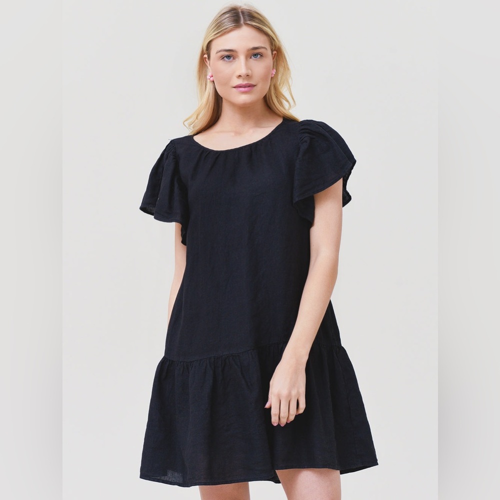 Velvet by Graham & Spencer Black Flutter Sleeve Mini Dress
